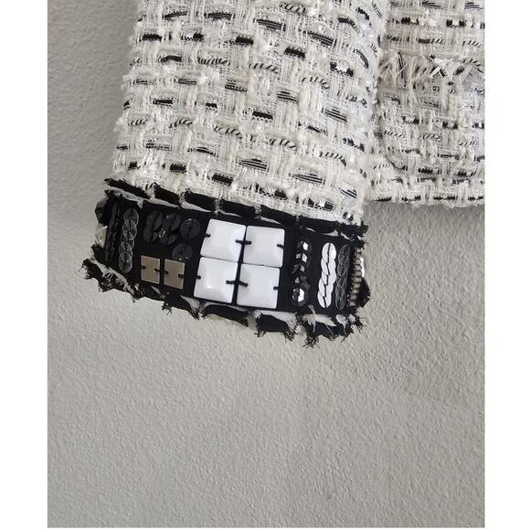 WHBM Embellished Tweed Boucle Cropped Blazer Jacket Sz 6 Career Wear Office - Picture 4 of 7